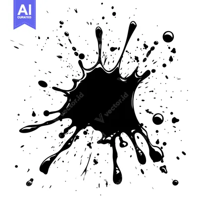 Premium design asset: Black Ink Splatter with Smaller Droplets