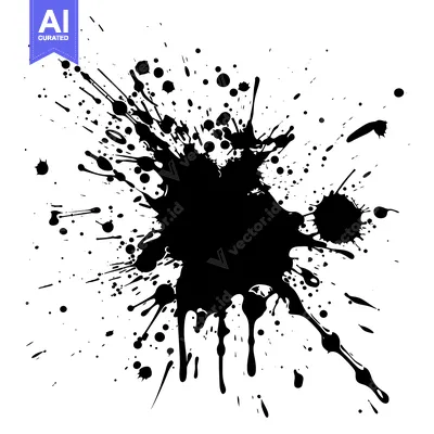 Aset desain premium: Black Ink Splatter on White Background