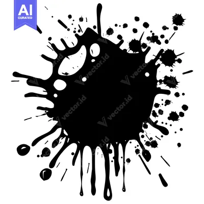 Aset premium populer: Black Ink Splatter with Drips and Smaller Splatters