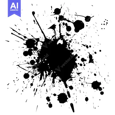 Aset desain premium: Black Ink Splashes and Blobs on White Background