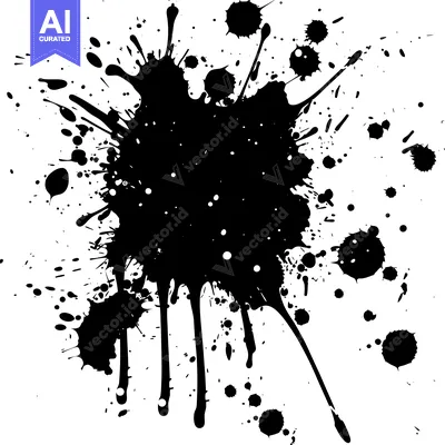 Aset premium populer: Black Ink Splatter on White Background