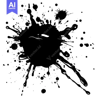 Aset premium populer: Black Ink Splatter on White Background