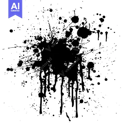 Aset premium populer: Black Ink Splashes and Drips on White Background