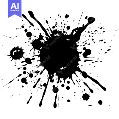 Aset desain premium: Abstract Black Ink Splatter on White Background