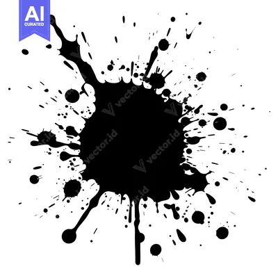 Aset desain premium: Abstract Black Ink Splotch on White Background