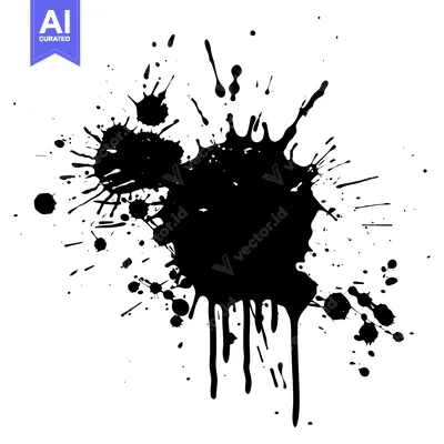 Aset premium populer: Abstract black ink splatter on white background