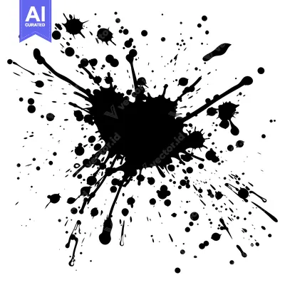 Aset premium populer: Black Ink Splatter on White Background