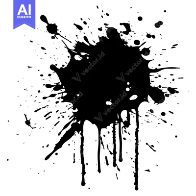 Abstract Black Ink Splotch with Drips
