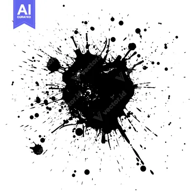 Aset desain premium: Black Ink Splatter on White Background