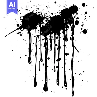 Premium design asset: Black Ink Splatter and Drips on White Background