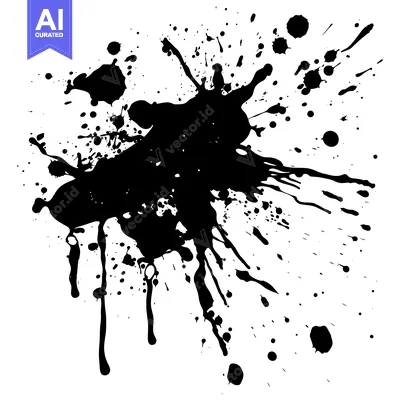 Aset desain premium: Black Ink Splatter on White Background