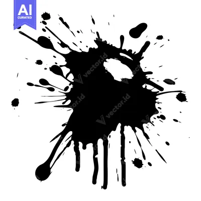 Popular premium asset: Black Ink Spatter with Drips on a White Background