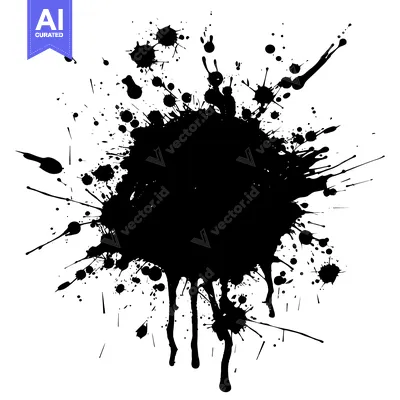 Aset premium populer: Black Ink Splatter on White Background