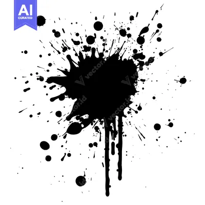 Aset premium populer: Black Ink Splotch with Drips and Smaller Splatter Marks