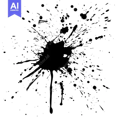 Premium design asset: Black Ink Splashes and Drips on White Background