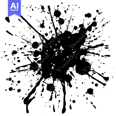 Aset desain premium: Abstract Black Ink Splashes and Blots on White Background