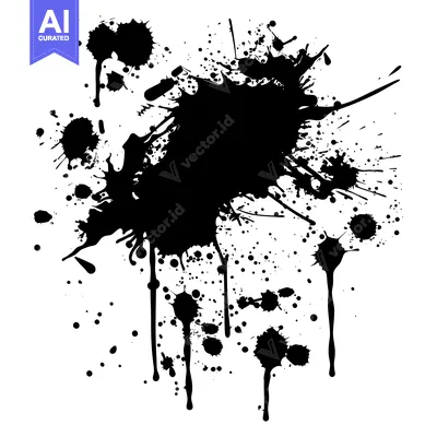 Aset premium populer: Black Ink Splatter on White Background
