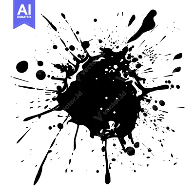 Aset desain premium: Black Ink Splatter on White Background