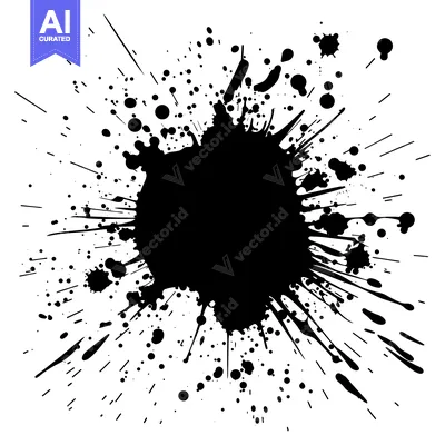 Aset premium populer: Black Ink Splatter with a Circular Shape