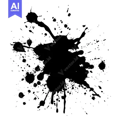 Black Ink Splatter on White Background