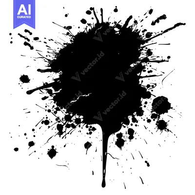 Aset premium populer: Black Ink Splashes and Drips on White Background