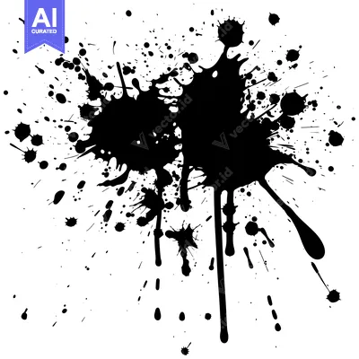 Aset premium populer: Black Ink Splatter with Drops and Drips