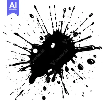 Aset desain premium: Abstract Black Ink Splatter on White Background