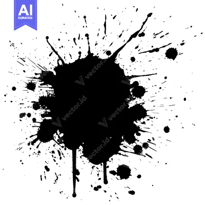 Aset premium populer: Black Ink Splatter on White Background