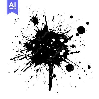 Aset premium populer: Black Ink Splatter on White Background