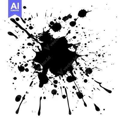 Aset desain premium: Black Ink Splatter on White Background
