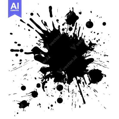 Aset premium populer: Black Ink Splashes and Blobs on White Background