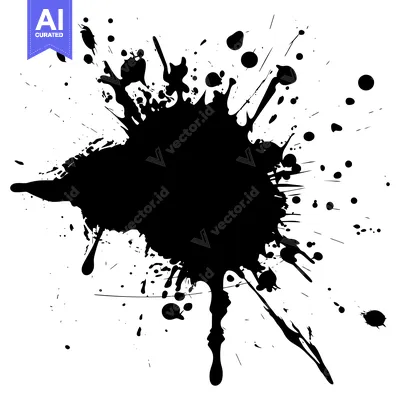 Aset desain premium: Abstract Black Ink Splatter on White Background