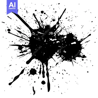 Aset premium populer: Abstract black ink splattered on a white background