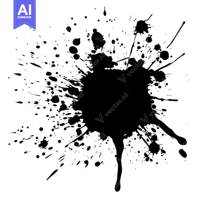 Aset premium populer: Black Ink Splatter on White Background