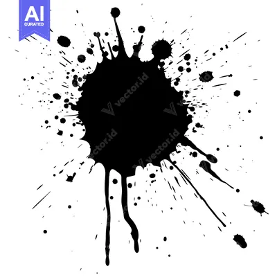 Aset desain premium: Abstract Black Ink Splatter Pattern