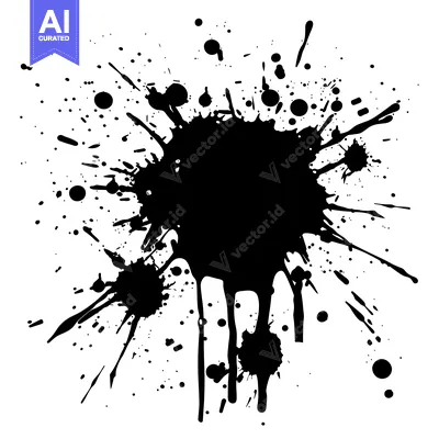 Aset desain premium: Black Ink Splatter on White Background