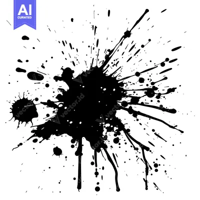 Aset premium populer: Abstract Black Ink Splashes and Drips on White Background