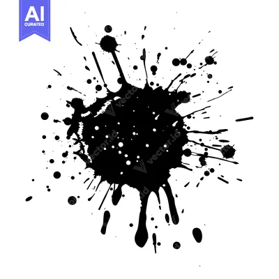Black Ink Splatter on White Background