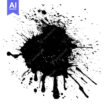 Aset premium populer: Black Ink Splashes and Splatters on White Background