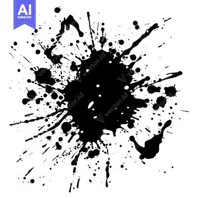 Premium design asset: Black Ink Splatter with Irregular Shapes and Drips