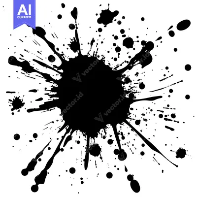 Aset premium populer: Black Ink Splatter on White Background