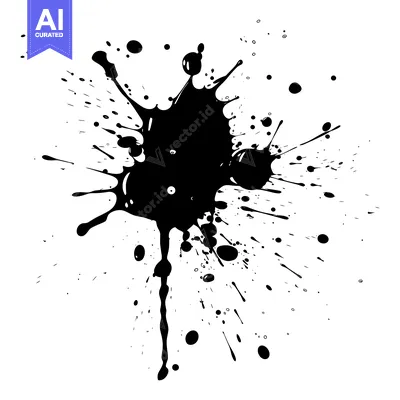 Premium design asset: Black Ink Splatter on a White Background
