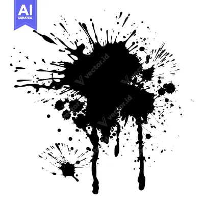 Aset desain premium: Black Ink Splashes and Blobs on a White Background