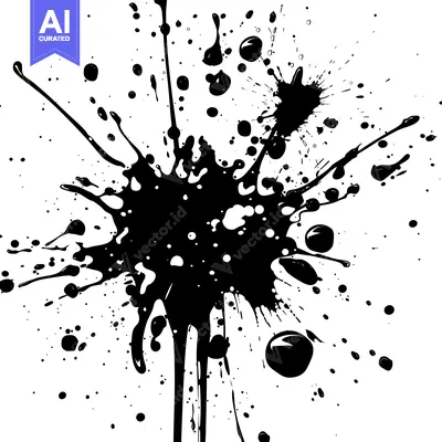 Aset desain premium: Abstract Ink Splatter on White Background