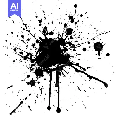 Premium design asset: Black Ink Splatter with Drips on White Background