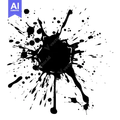 Abstract Black Ink Splatter on White Background