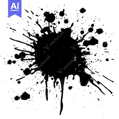 Black Ink Splatter on White Background