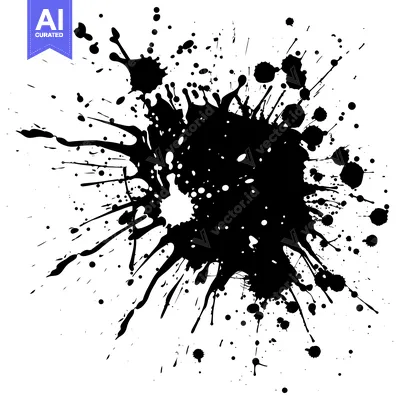 Black Ink Splatter on White Background