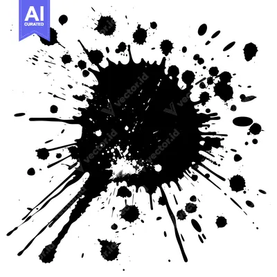 Aset desain premium: Black Ink Splatter on White Background