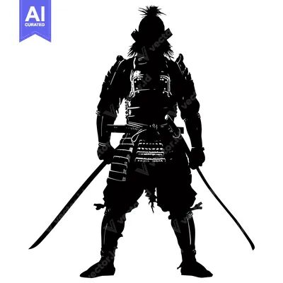 Premium design asset: Silhouette of a Samurai Warrior in Full Armor